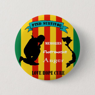 Badge Rond 5 Cm Pin de survivant du Vietnam PTSD