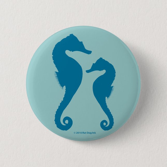 Badge Rond 5 Cm Pin d'hippocampes (Devant)