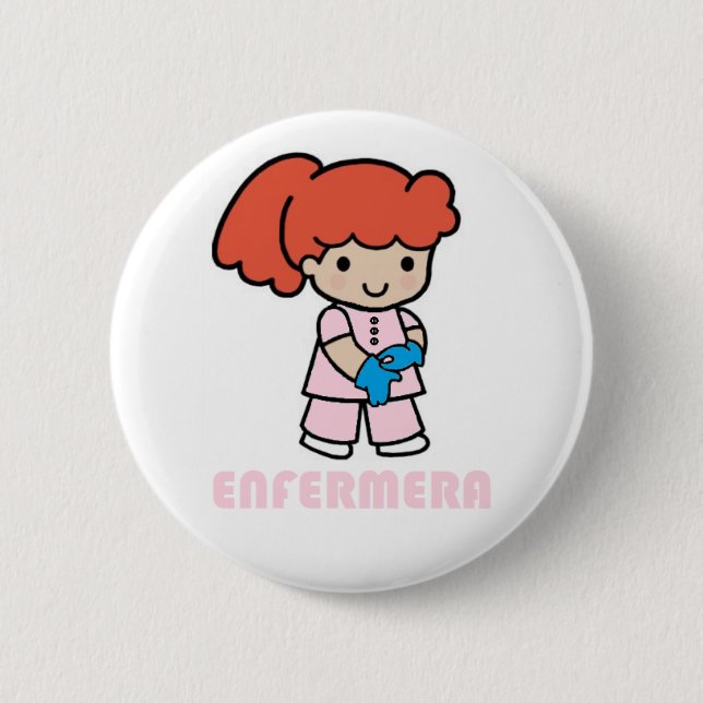 Badge Rond 5 Cm Pin d'infirmier avec des gants (Devant)