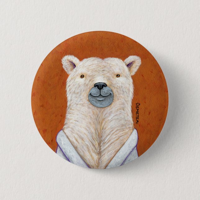 Badge Rond 5 Cm Pin d'ours blanc (Devant)