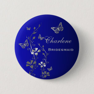 Badge Rond 5 Cm Pin floral de demoiselle d'honneur de papillon