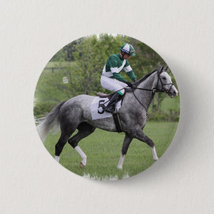 Badge Rond 5 Cm Pin gris tacheté de cheval de course