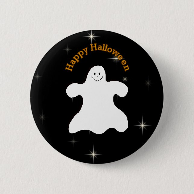 Badge Rond 5 Cm Pin heureux fantomatique de Halloween (Devant)