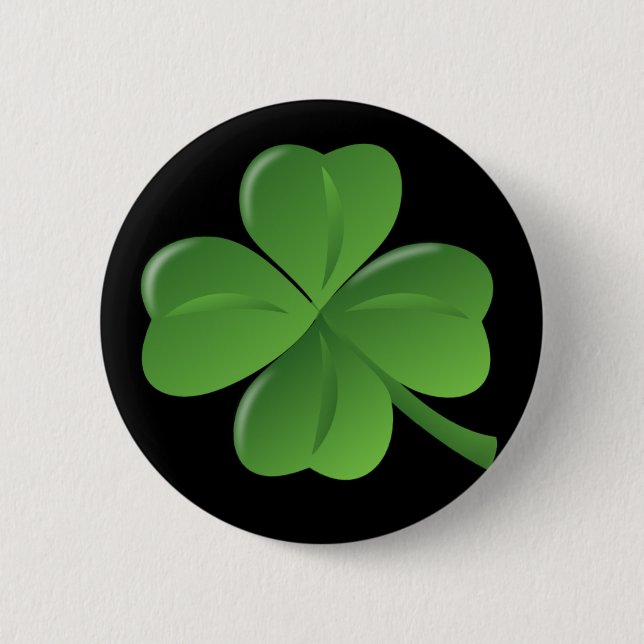 Badge Rond 5 Cm Pin irlandais de noir de trèfle de 4 feuilles (Devant)