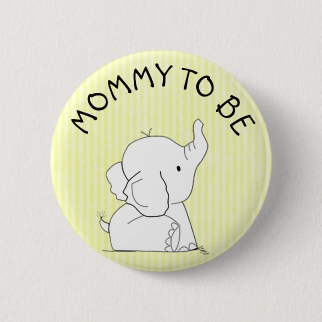 Badge Rond 5 Cm Pin jaune de baby shower d'éléphant (Devant)