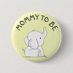 Badge Rond 5 Cm Pin jaune de baby shower d'éléphant