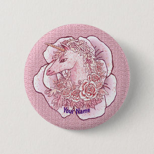 Badge Rond 5 Cm pin Lady Unicorn