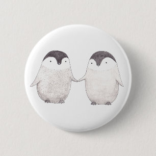 Badge Rond 5 Cm Pin mignon de couples d'amour de pingouin de
