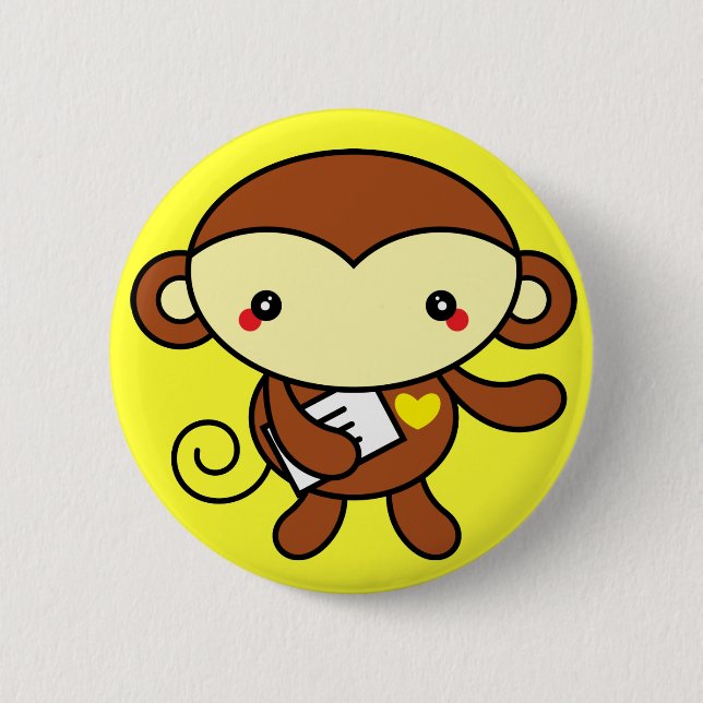 Badge Rond 5 Cm Pin mignon de singe (Devant)