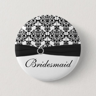 Badge Rond 5 Cm Pin noir et blanc de demoiselle d'honneur de