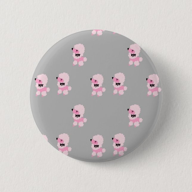 Badge Rond 5 Cm Pin rose de bouton de caniches (Devant)
