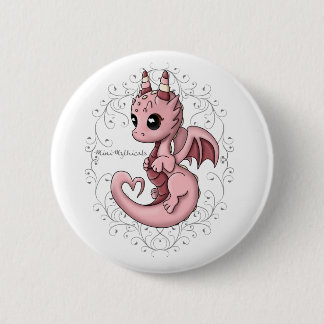 Badge Rond 5 Cm Pin rose de bouton de dragon d'amour