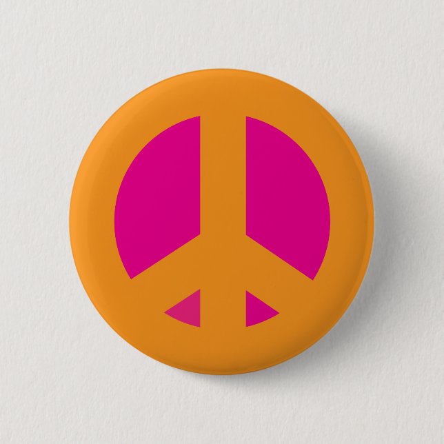 Badge Rond 5 Cm Pin rose orange de paix (Devant)