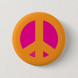 Badge Rond 5 Cm Pin rose orange de paix