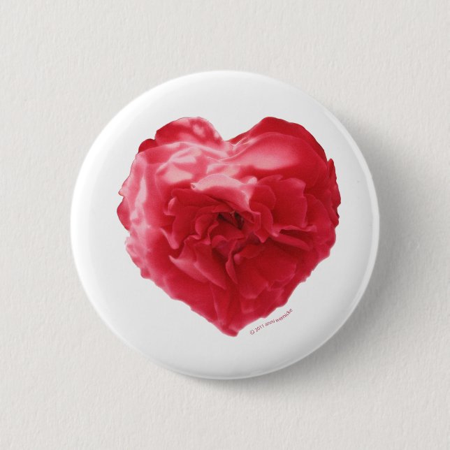 Badge Rond 5 Cm Pin rouge de coeur rose (Devant)