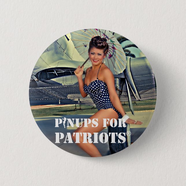 Badge Rond 5 Cm Pin-up pour des patriotes officiels (Devant)