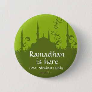 Badge Rond 5 Cm Pin vert de mosquée de remous