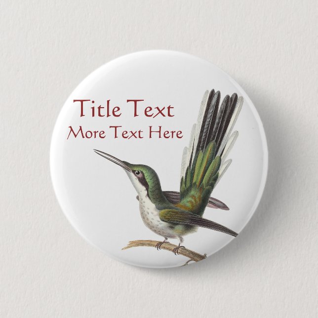 Badge Rond 5 Cm Pin vert personnalisable de colibri/bouton (Devant)