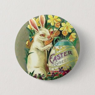 Badge Rond 5 Cm Pin vintage de lapin de Pâques