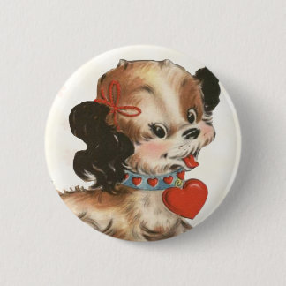 Badge Rond 5 Cm Pin vintage de Valentine de l'enfant de chiot