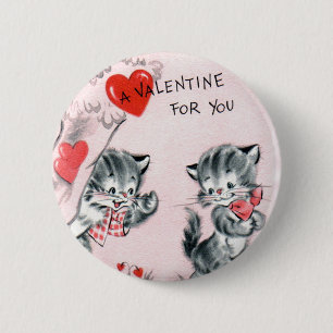 Badge Rond 5 Cm Pin vintage de Valentine du chaton de l'enfant