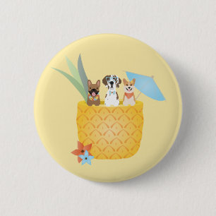 Badge Rond 5 Cm Pina Colada Pineapple Dogs