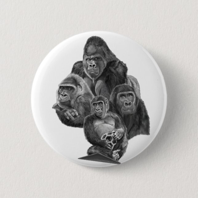 Badge Rond 5 Cm Pinback button缶バッジ GorillaFamily @ゴリラ家族GorillaLife (Devant)