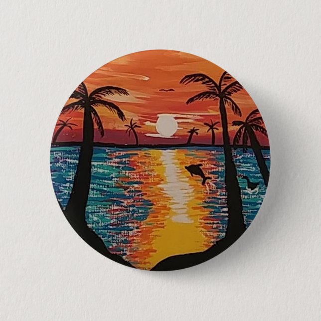 Badge Rond 5 Cm Pince Ocean Scene "Picture Perfect Escape"/ (Devant)