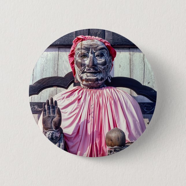 Badge Rond 5 Cm Pindola Bharadvaja statue in Nara - Japan (Devant)