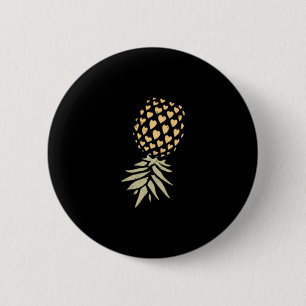 Badge Rond 5 Cm Pineapple à l'envers homme subtile vacances drôle