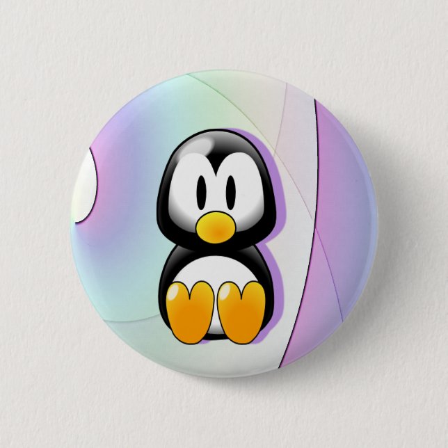 Badge Rond 5 Cm Pingouin adorable de bande dessinée (Devant)