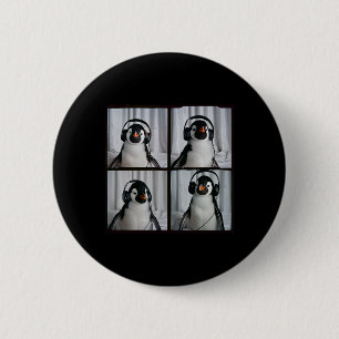 Badge Rond 5 Cm Pingouin avec casque Autisme Sensory Zoo Penguin