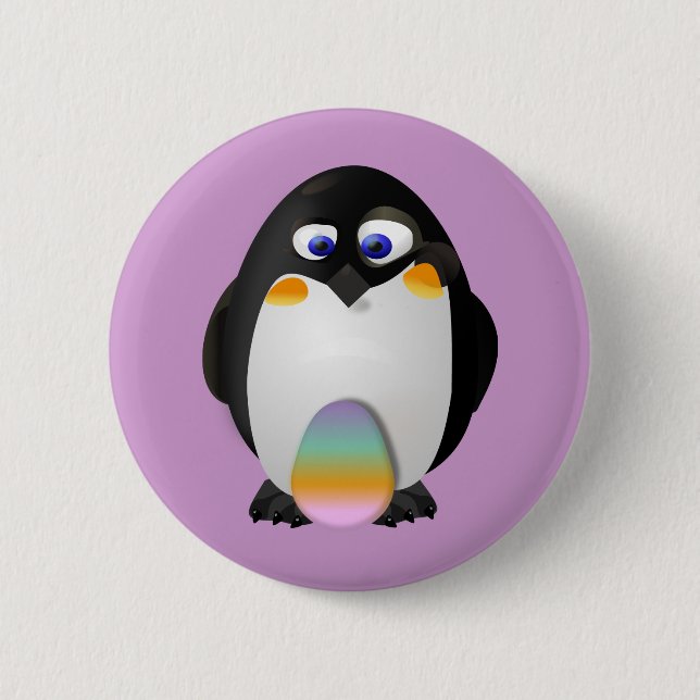 Badge Rond 5 Cm Pingouin avec l'oeuf de pâques (Devant)