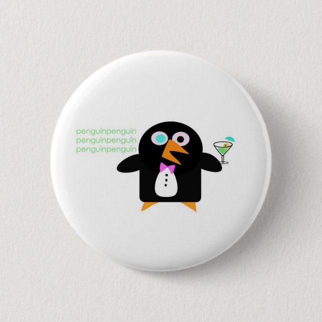 Badge Rond 5 Cm pingouin avec martini (Devant)