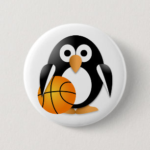 Badge Rond 5 Cm Pingouin avec un basket