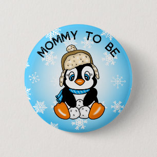 Badge Rond 5 Cm Pingouin bébé mignon   Maman à être Baby shower