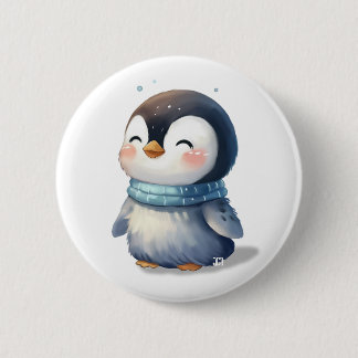 Badge Rond 5 Cm Pingouin cosy - Art numérique mignon