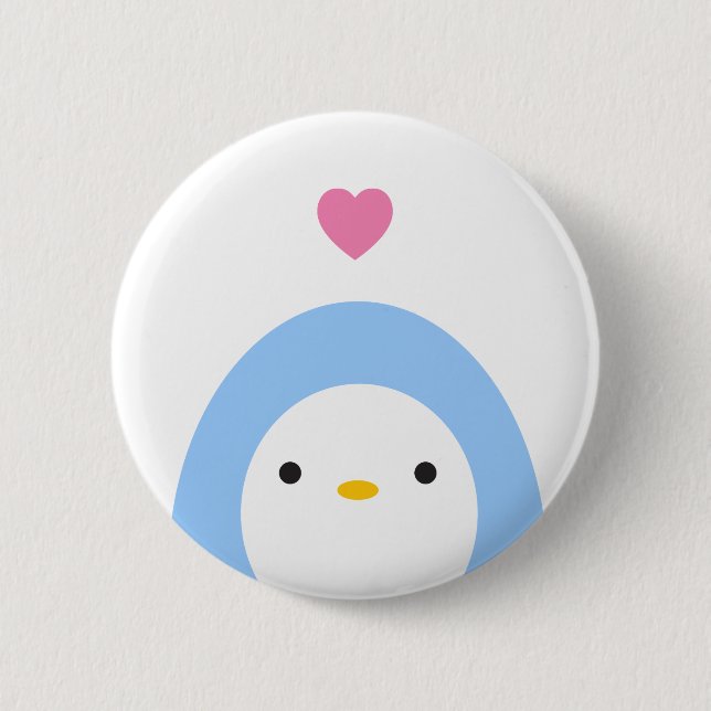 Badge Rond 5 Cm Pingouin dans le bouton d'amour (Devant)