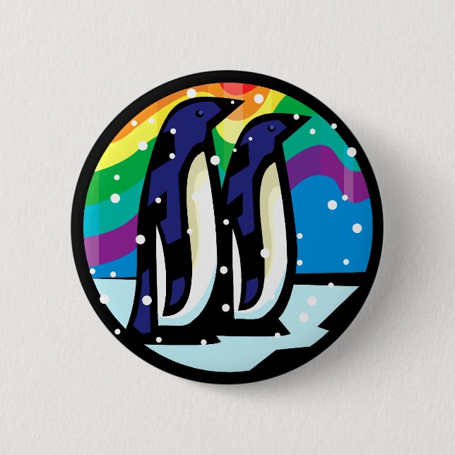 Badge Rond 5 Cm Pingouin d'arc-en-ciel (Devant)