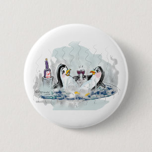 Badge Rond 5 Cm Pingouin de baquet chaud