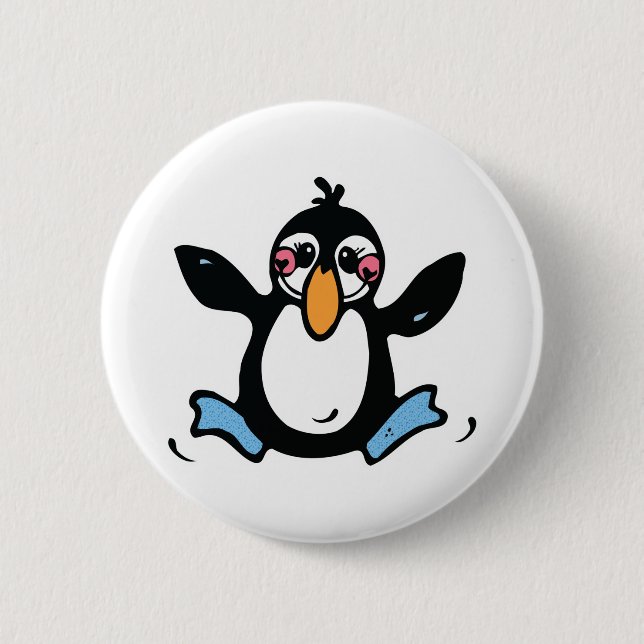 Badge Rond 5 Cm pingouin de bébé heureux (Devant)