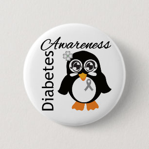 Badge Rond 5 Cm Pingouin de conscience de diabète