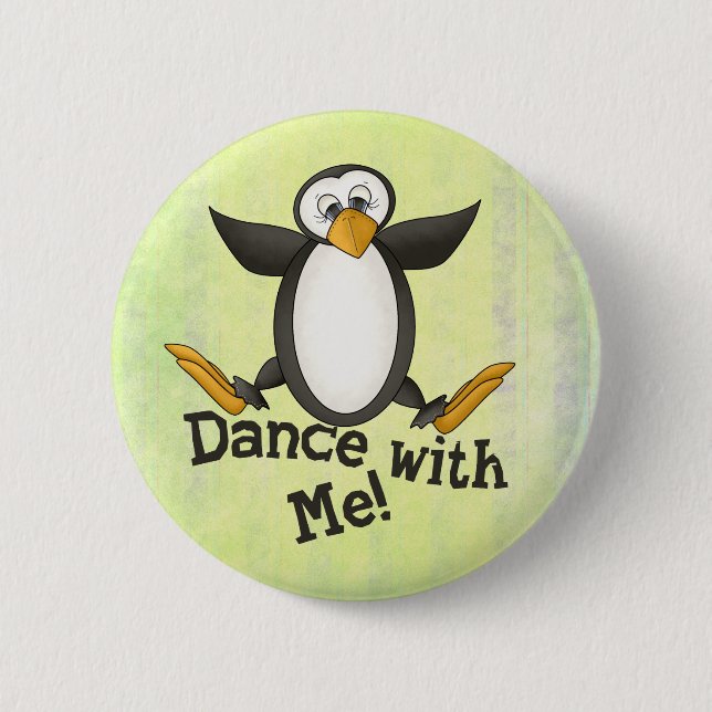 Badge Rond 5 Cm Pingouin de danse (Devant)