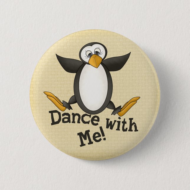 Badge Rond 5 Cm Pingouin de danse (Devant)
