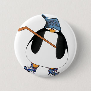 Badge Rond 5 Cm Pingouin de hockey