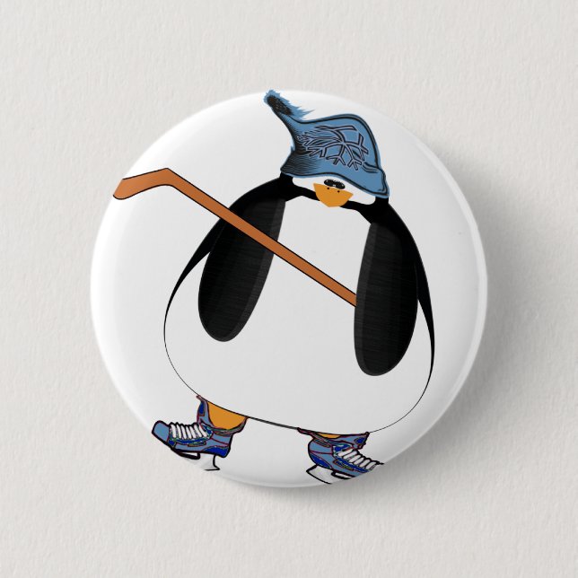 Badge Rond 5 Cm Pingouin de hockey (Devant)