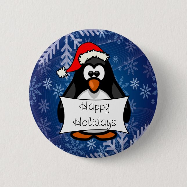 Badge Rond 5 Cm Pingouin de Noël (Devant)