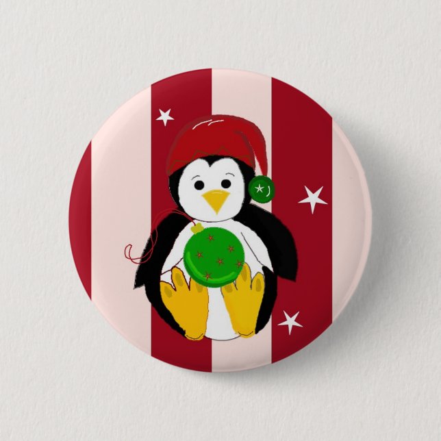 Badge Rond 5 Cm Pingouin de Noël pour bébé mignon (Devant)