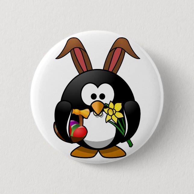 Badge Rond 5 Cm Pingouin de Pâques (Devant)