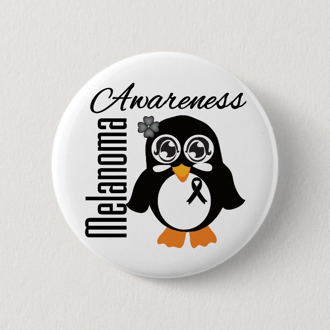 Badge Rond 5 Cm Pingouin de sensibilisation au mélanome (Devant)